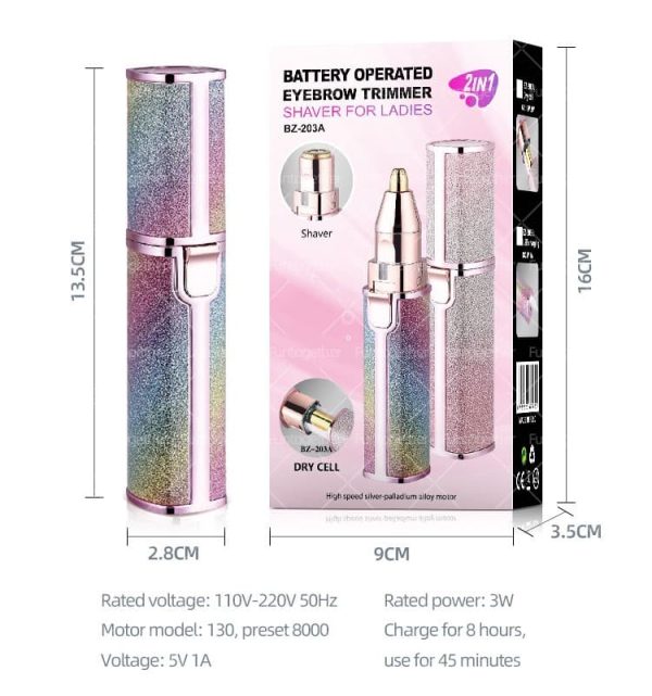 2-in-1 Electric Eyebrow Trimmer & Shaver – Painless Facial Hair Remover for Women | Rechargeable