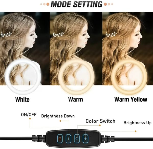 LED Ring Light with Tripod & Phone Holder | Dimmable, 3 Light Modes for Photography/Videography