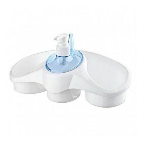 3-in-1 Soap Dispenser & Sponge Holder for Kitchen – Plastic (Random Color) | Space-Saving & Stylish