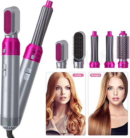 5-in-1 Electric Hair Dryer Brush | Blow Dry, Straighten, Curl & Volumize | Negative Ion Technology