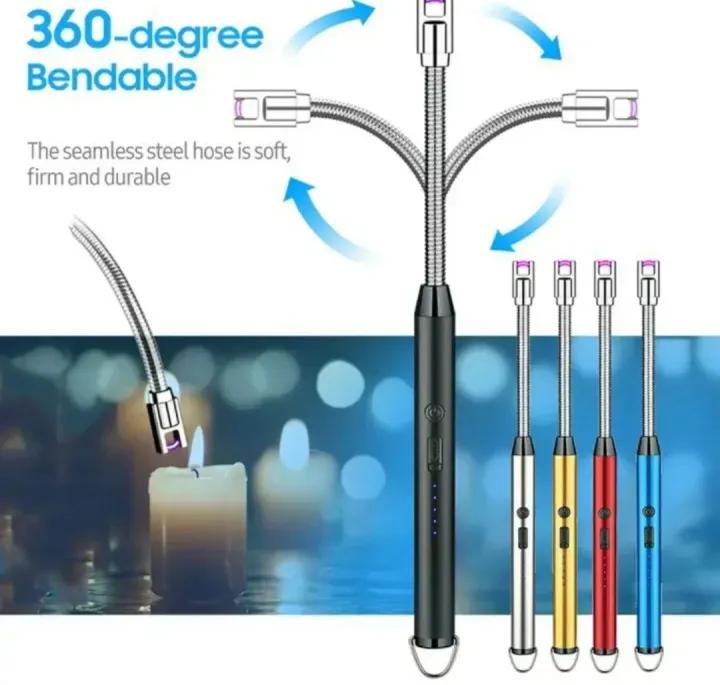 USB Rechargeable Flameless Arc Lighter Windproof Flexible for Candles Camping Kitchen Fireplaces