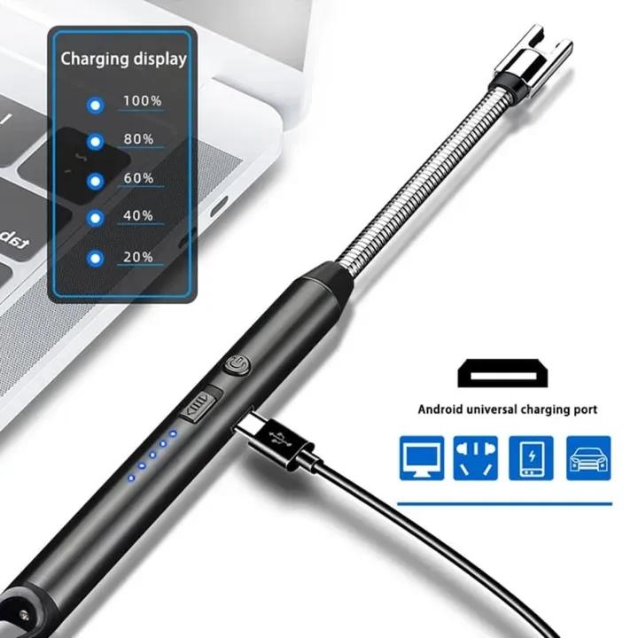 USB Rechargeable Flameless Arc Lighter Windproof Flexible for Candles Camping Kitchen Fireplaces
