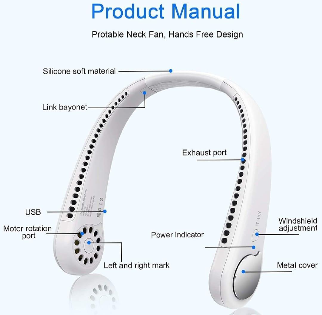 Rechargeable Bladeless Neck Fan – Safe Hands-Free Cooling Anywhere