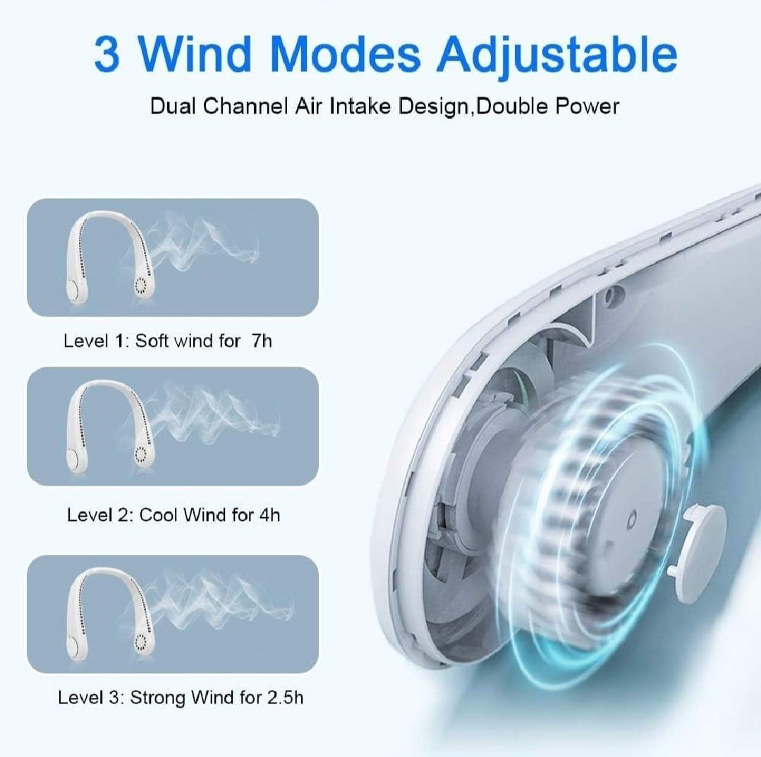 Rechargeable Bladeless Neck Fan – Safe Hands-Free Cooling Anywhere