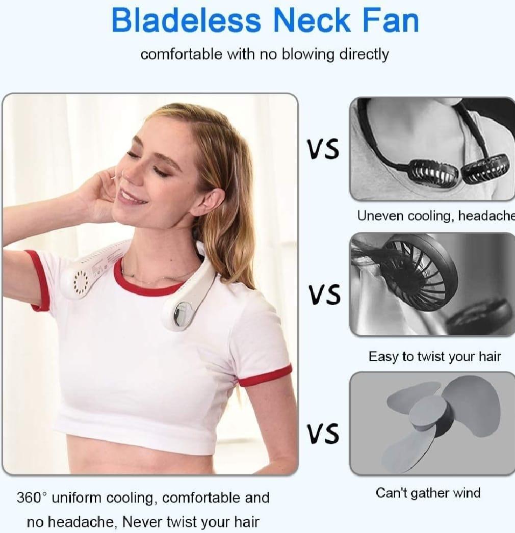 Rechargeable Bladeless Neck Fan – Safe Hands-Free Cooling Anywhere