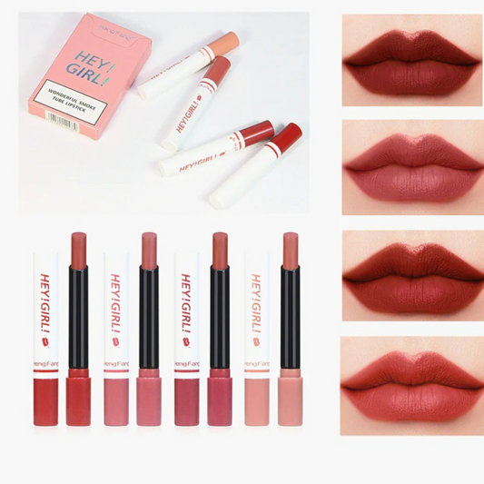 4-in-1 Trending Lipstick Set – Cigarette-Shaped Matte Lipsticks, Long-Lasting, Easy to Apply, Non-Sticky & Fade-Resistant Lip Gloss for Makeup Lovers