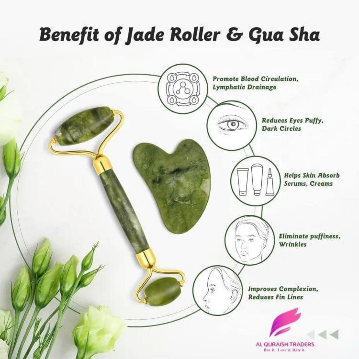 Jade Roller – Glowing Skin & Relaxation | Natural Facial Massage Tool