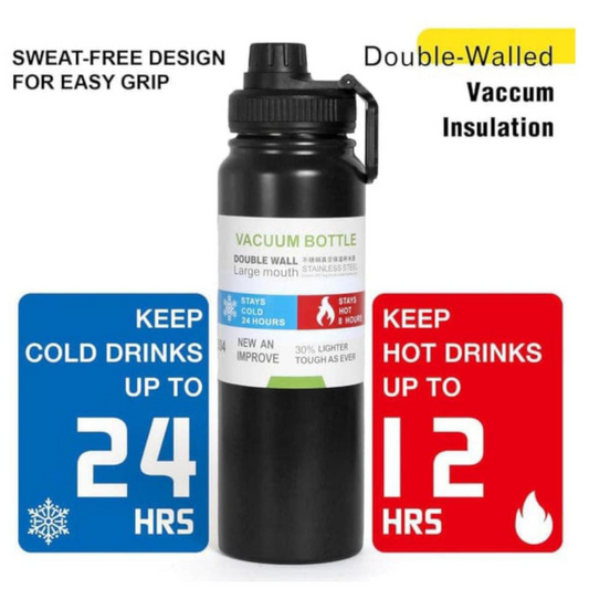 Insulated Stainless Steel Water Bottle - 24hour Hot & Cold Retention, Leakproof