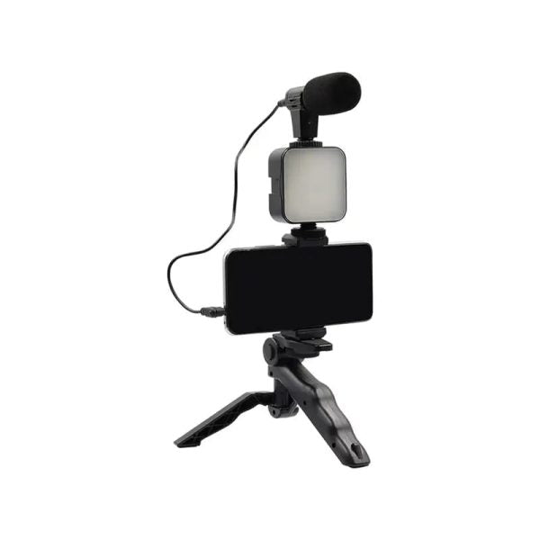 AY-49 Vlogger Video Making Kit | Microphone, LED Light, Mini Tripod & Mobile Holder