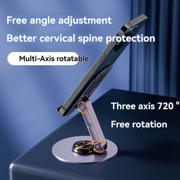 360° Rotating Mobile Stand – Adjustable Phone Holder for Desk, Broadcast & Lazy Viewing | Stainless Steel