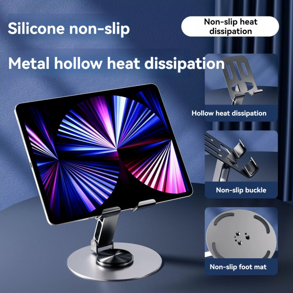 360° Rotating Mobile Stand – Adjustable Phone Holder for Desk, Broadcast & Lazy Viewing | Stainless Steel