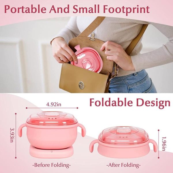 Portable Foldable 400ml Silicone Wax Warmer – Travel Hair Removal Heater | For Body & Spa