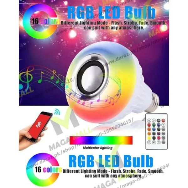 Smart LED Light Bulb with Bluetooth Speaker – 2-in-1 Lighting & Wireless Audio | Remote Control
