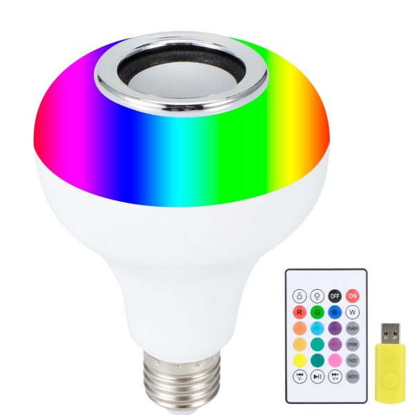 Smart LED Light Bulb with Bluetooth Speaker – 2-in-1 Lighting & Wireless Audio | Remote Control
