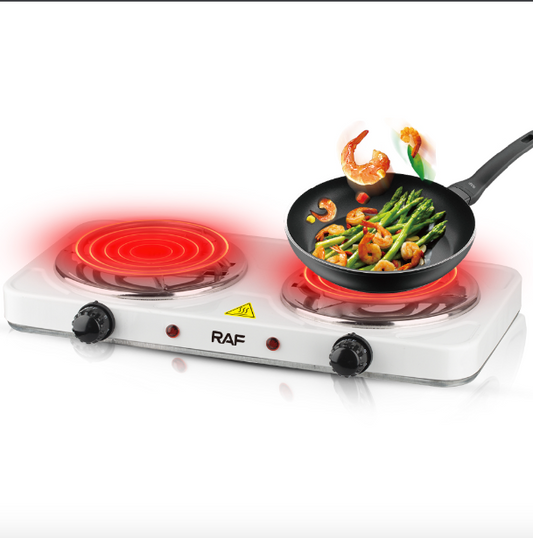 RAF Electric Stove – Dual Coil Burner, Fast Heating & Easy-to-Clean Portable Cooktop