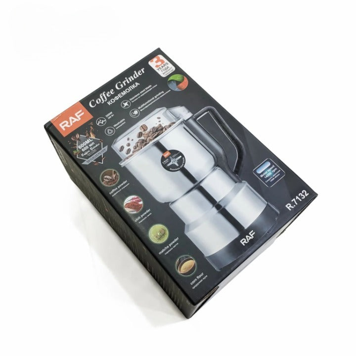 RAF Stainless Steel Electric Coffee Grinder – High-Power Bean & Spice Blender for Home Use