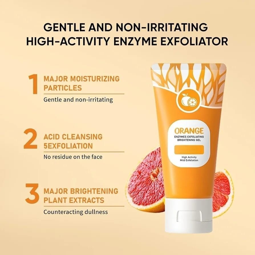 Orange Enzymes Exfoliating & Brightening Gel | Deep Cleansing Face Gel for Smooth, Glowing & Refreshed Skin