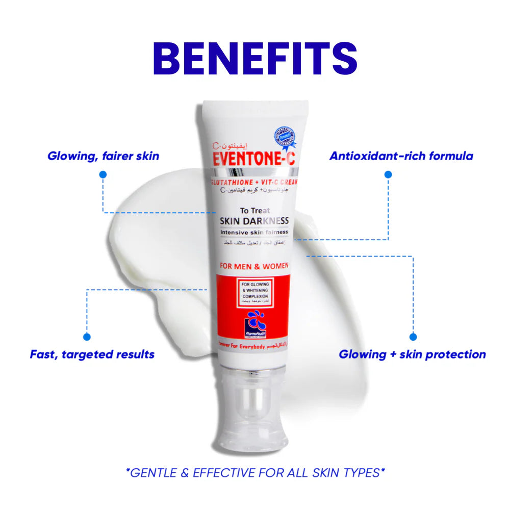 Eventone-C Cream with L-Glutathione & Vitamin C | Advanced Skin Brightening & Anti-Pigmentation Cream for Even, Radiant Skin