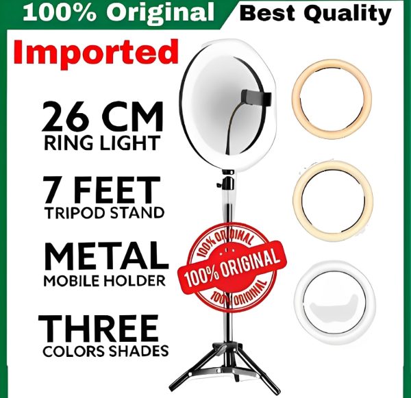 LED Ring Light with Tripod & Phone Holder | Dimmable, 3 Light Modes for Photography/Videography