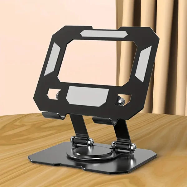 360° Rotating Metal Tablet & Mobile Stand – Adjustable, Foldable, and Portable Desk Mount with Cooling Design