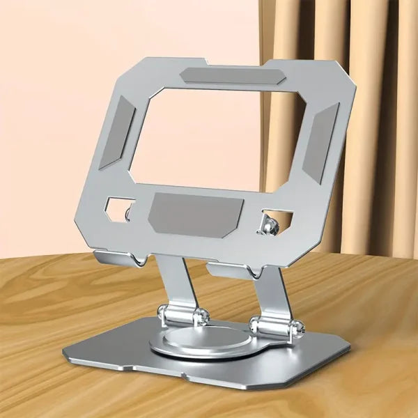 360° Rotating Metal Tablet & Mobile Stand – Adjustable, Foldable, and Portable Desk Mount with Cooling Design