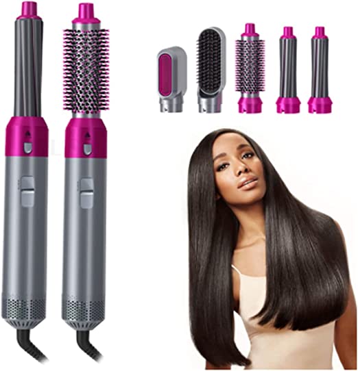 5-in-1 Electric Hair Dryer Brush | Blow Dry, Straighten, Curl & Volumize | Negative Ion Technology