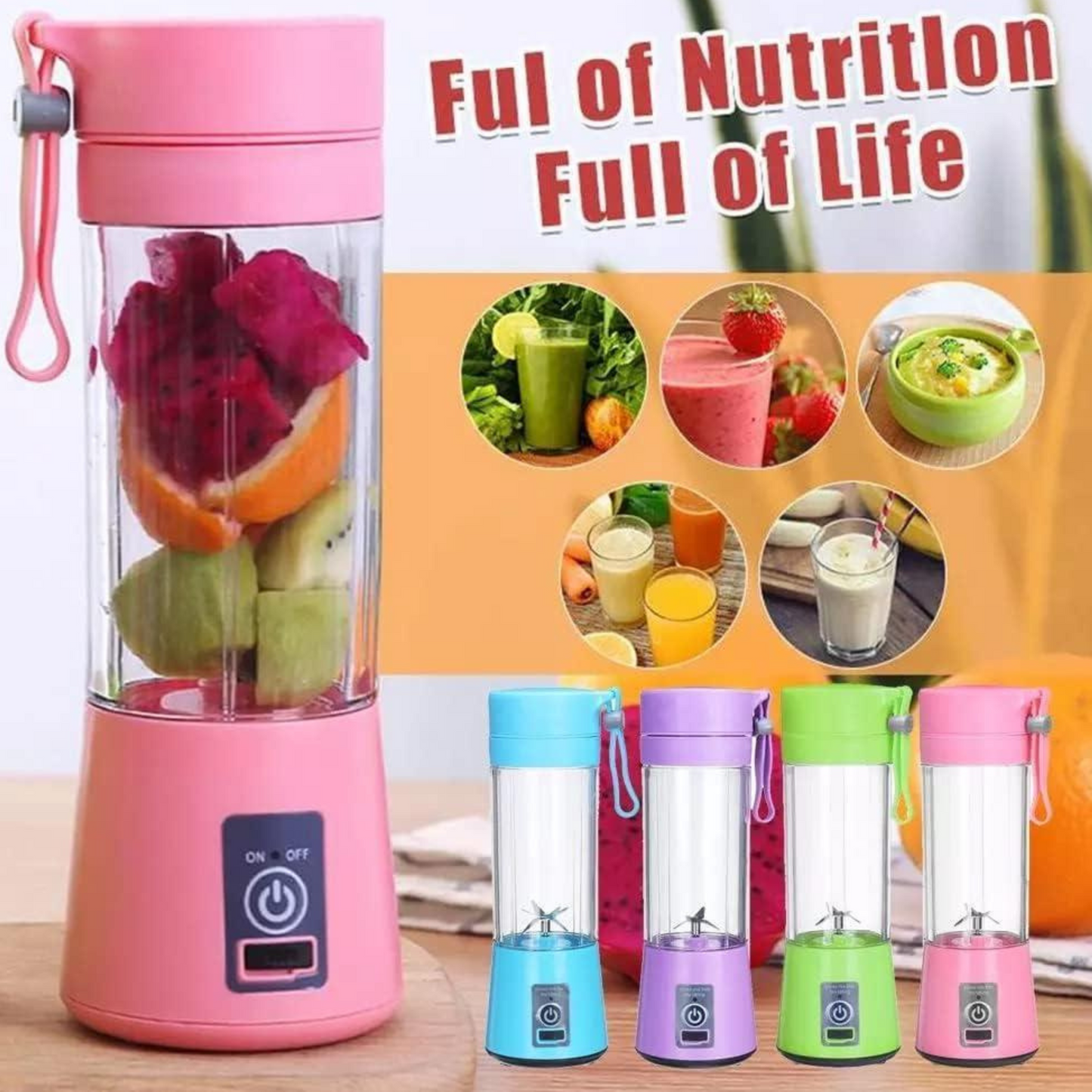 Portable Rechargeable Electric Juicer Blender