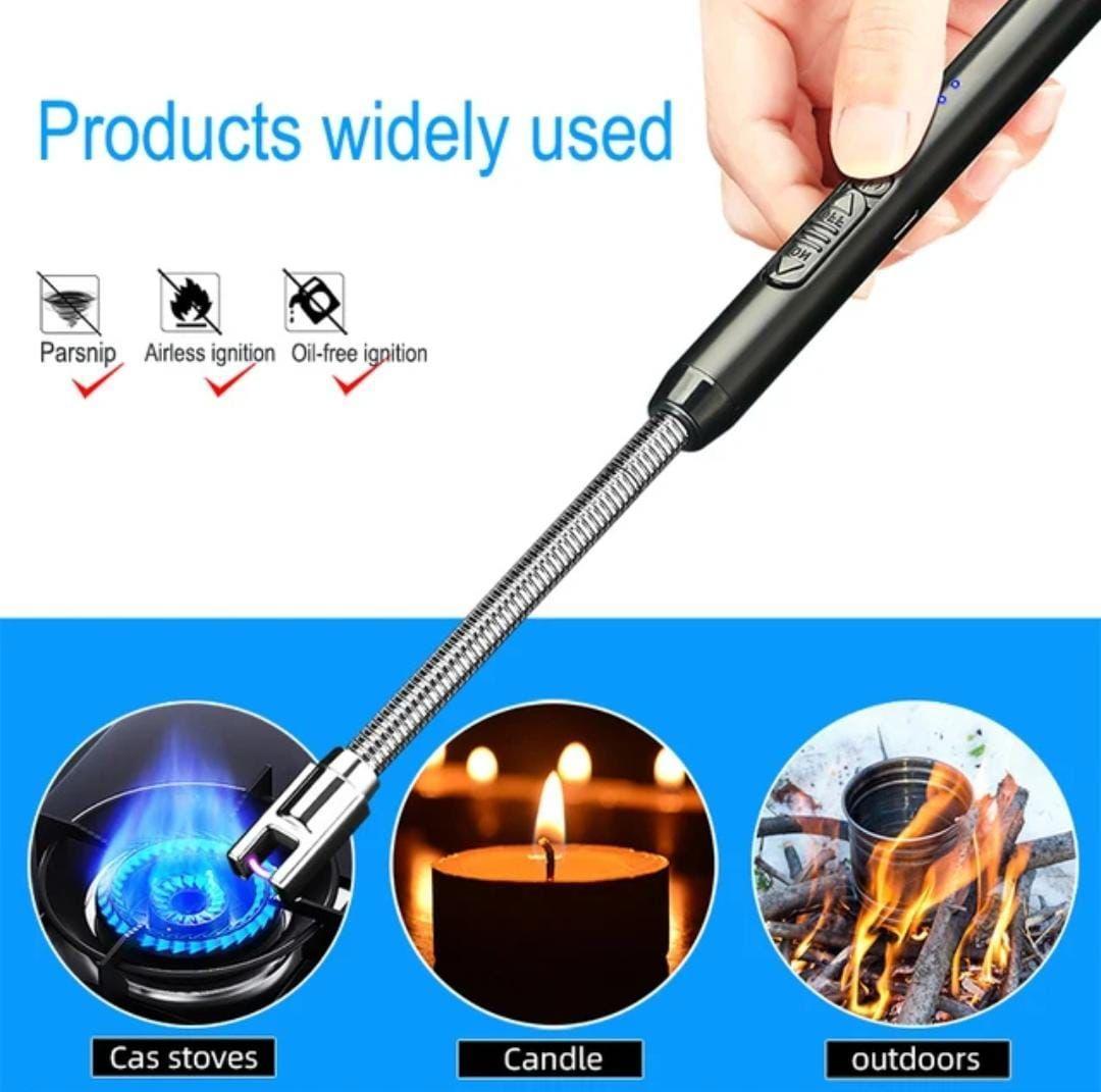 USB Rechargeable Flameless Arc Lighter Windproof Flexible for Candles Camping Kitchen Fireplaces