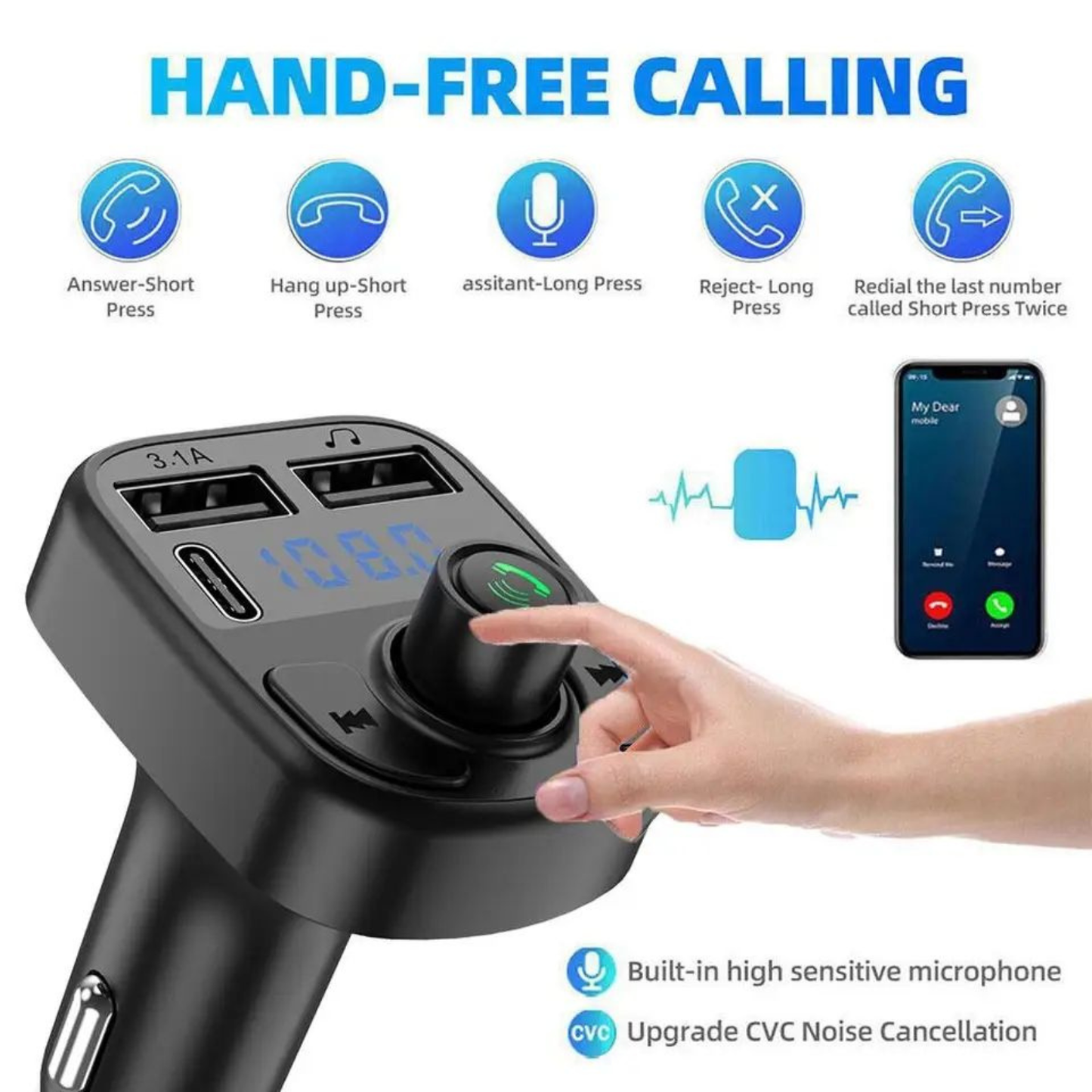 C1 - Car Mp3 Player | Car Wireless FM Transmitter | Car Mp3 Modulator