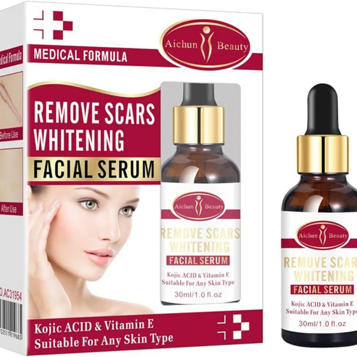 Scar Removal Facial Serum | Fades Dark Spots & Hydrates with Kojic Acid + Vitamin E