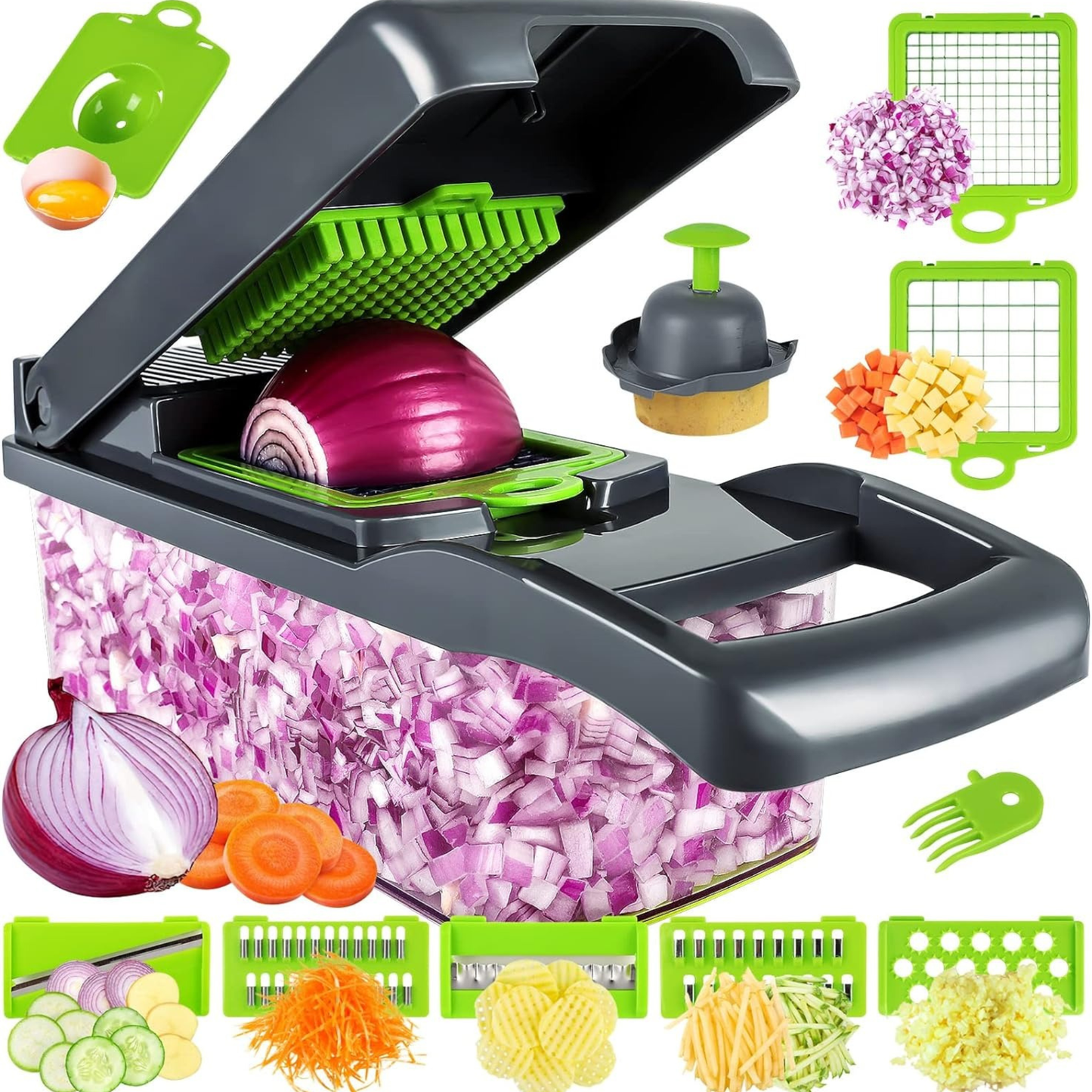 16-in-1 Multifunctional Vegetable Cutter & Slicer – Kitchen Tool with Interchangeable Blades