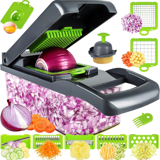 16-in-1 Multifunctional Vegetable Cutter & Slicer – Kitchen Tool with Interchangeable Blades