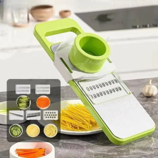 5-in-1 Multi-Functional Vegetable Slicer & Grater – Adjustable Mandolin Cutter with Interchangeable Blades for Kitchen, Fruits & Vegetables