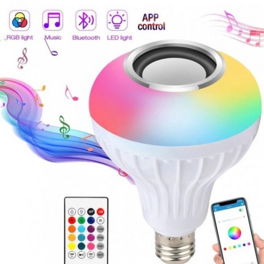 Smart LED Light Bulb with Bluetooth Speaker – 2-in-1 Lighting & Wireless Audio | Remote Control
