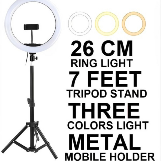 LED Ring Light with Tripod & Phone Holder | Dimmable, 3 Light Modes for Photography/Videography