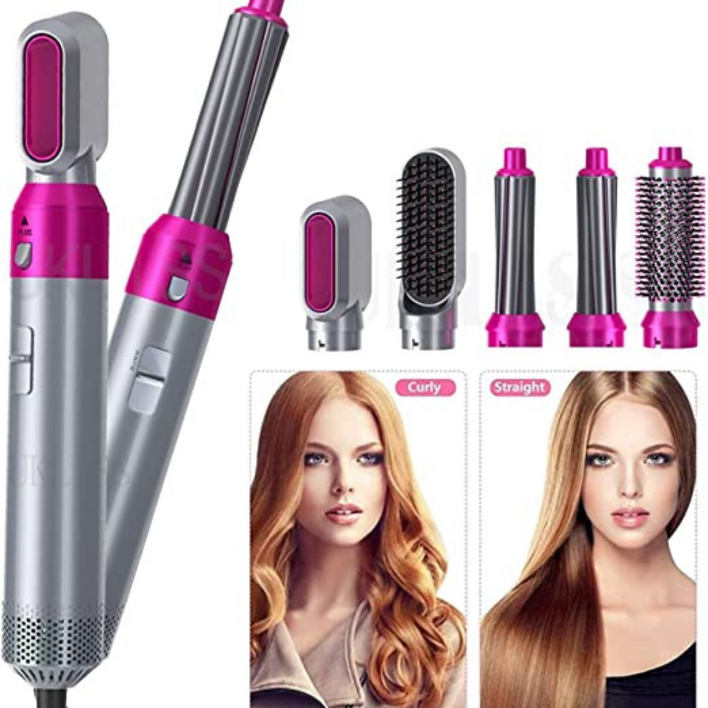 5-in-1 Electric Hair Dryer Brush | Blow Dry, Straighten, Curl & Volumize | Negative Ion Technology