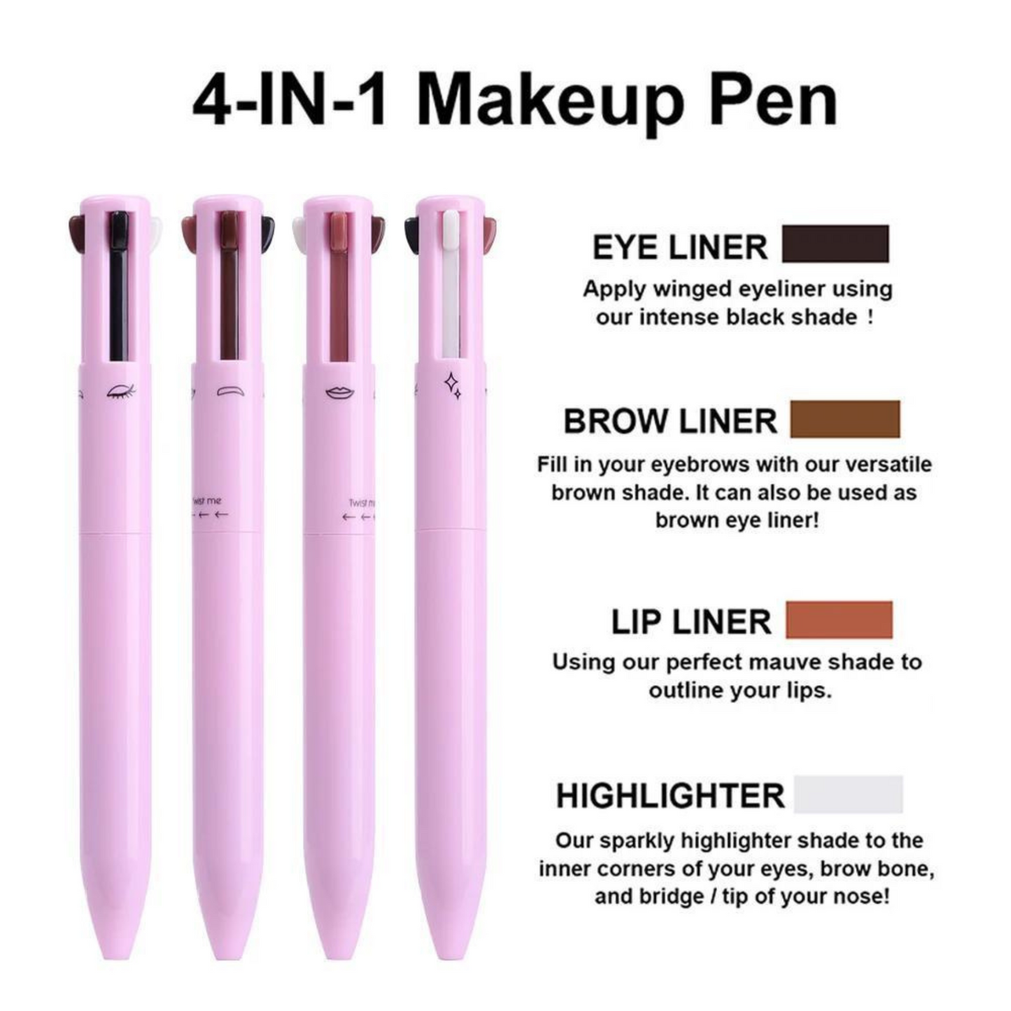 4-in-1 Refillable Makeup Pen – Multitasking, Portable & Vegan Beauty