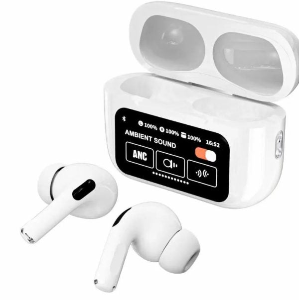 A9 Pro Earbuds – ANC/ENC, Touch Screen Display, Wireless Noise Cancelling Earbuds for Android & iOS