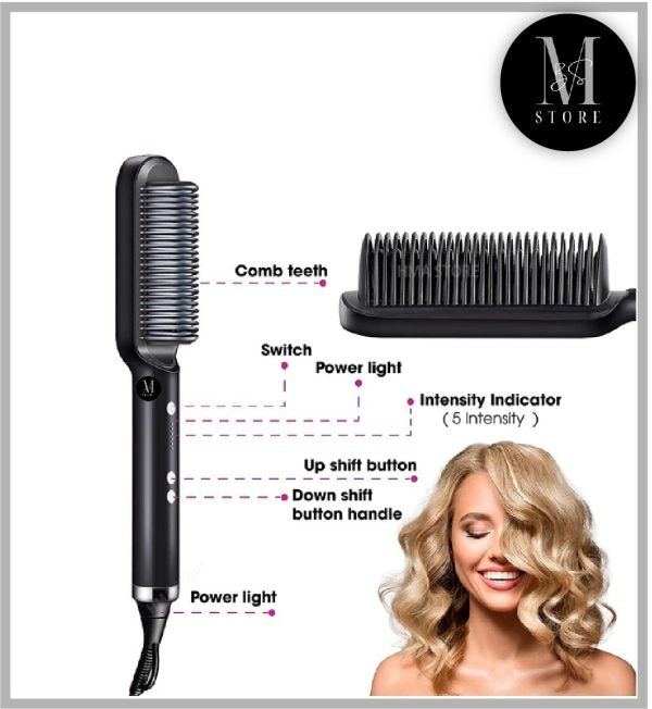 HQT-909B Electric Professional Hair Straightening Brush – Salon Smoothness in 30 Seconds!