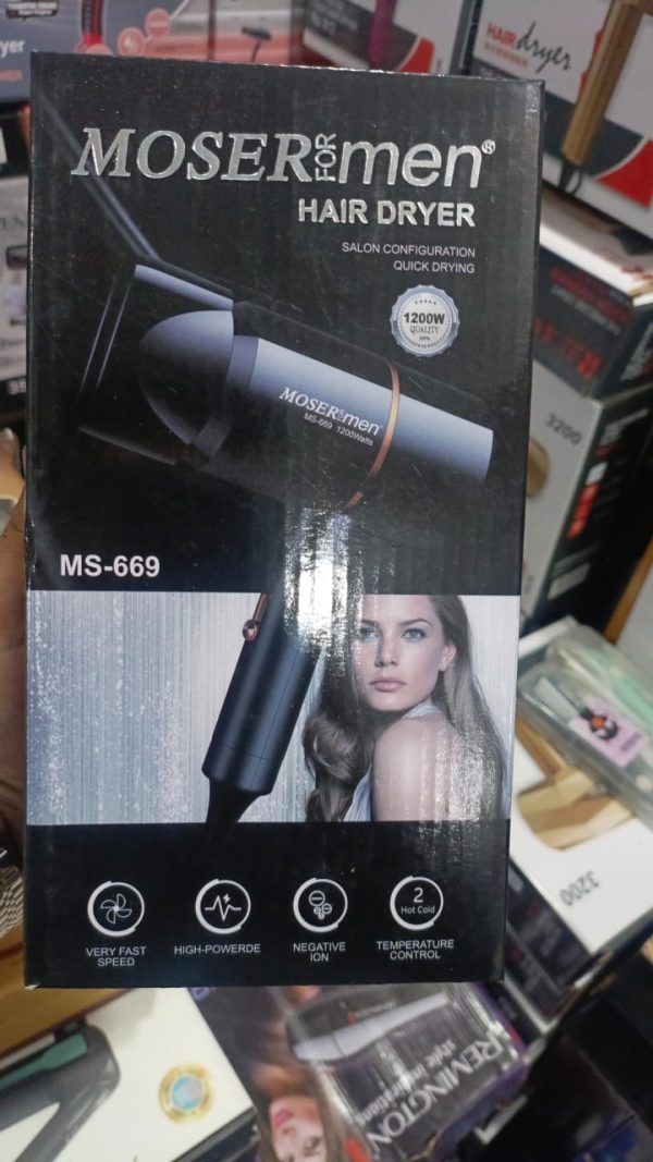 Mosermen 1200W Hair Dryer MS-669 – Fast Drying, Hot/Cold Settings | For Men & Women