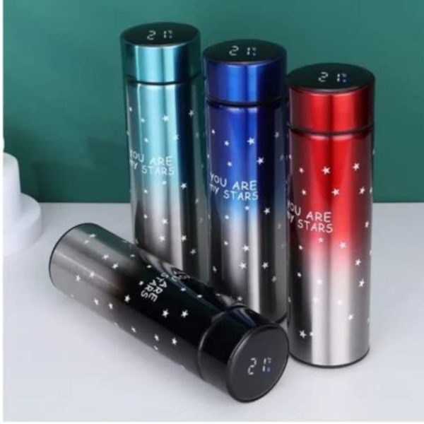 Stars Colorful Smart LED Temperature Bottle – 500ml (Random Color) | Insulated & Leak-Proof
